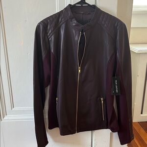 a.n.a midnight burgundy faux Leather Jacket